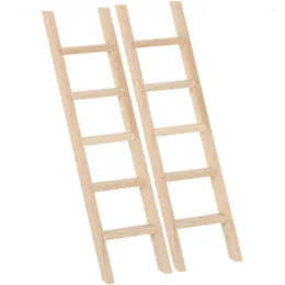 Garden Decorations 2 Pcs House Ladder Miniature Decor Small Wooden Ladders Adorn Landscape Model Layout Props For Ornament