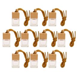 Car Air Freshener 10 pieces of essential oil diffuser empty wood bottle square cover car hanger accessories perfume bottle cotton air freshener 24323