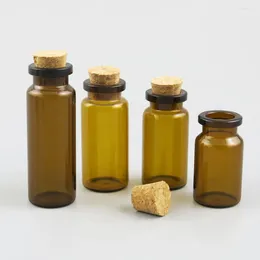 Storage Bottles 500 X 5ml 6ml 7ml 8ml 10ml 15ml 20ml 35ml 50ml Empty Amber Glass Bottle With Cork 1/2oz Brown Vials Containers