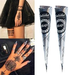 Inks 2pcs Natural Indian Henna Tattoo Ink Black Mehndi Paste Cones Body Art Sticker Mehndi Body Paint Temporary Waterproof Art Paint