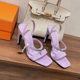 2024 peep Toe Sandals Summer Outwear with Thin Heels High Heels Fashionable and Comfortable One line Strap Trendy Sandals for Women