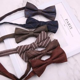 Bow Ties Fashion Classic 6 12cm Britain Style Business Casual Plaid Cotton Tie For Man Suit Important Occasions Necktie Accessories