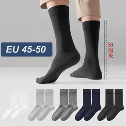 Men's Socks 5 Pairs Oversized Men Solid Color Business Breathable Wear Resistant Deodorant Comfortable Mid Tube Meias EUR 44-50