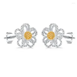 Stud Earrings Wholesale High Quality 925 Sterling Silver Earring Embellish CZ Crystal Flower Bridal Jewelry For Women