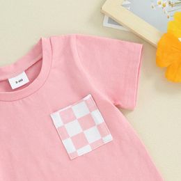 Clothing Sets Toddler Baby Boy Girl Summer Clothes Checkerboard Plaid Short Sleeve T-Shirt Shorts Set 2Pcs Chequered Outfit