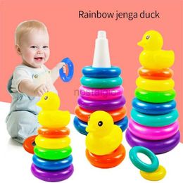 Sorting Nesting Stacking toys 5-9 floors/set Rainbow Tower Stacked Round Toy Childrens Pyramid Yellow Duck Montessori Early Education Accessories 24323