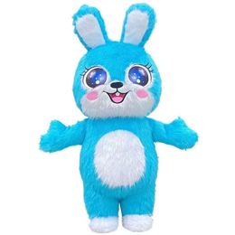 Mascot Costumes 2m/2.6m Adult Blue Easter Bunny Iatable Suit Furry Rabbit Walking Mascot Costume Blow Up Hare Fancy Dress Character