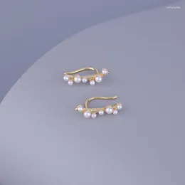 Backs Earrings S925 Sterling Silver Studded Pearl Ear Hooks Niche U-shaped Light Luxury