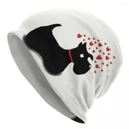 Berets Scottie Dog Love Hearts Skullies Beanies Caps Men Women Unisex Winter Warm Knitting Hat Adult Cute Scottish Terrier Bonnet Hats