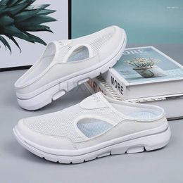 Casual Shoes Summer Slip On Mesh Half For Men Women Slippers Lightweight Comfortable Breathable Big Size 47 48