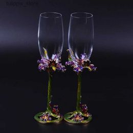 Wine Glasses Customized wedding glasses high-quality creative gifts champagne glasses red wine bride groom iris party decorations toast L240323