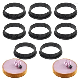 Baking Tools 4/6/8pcs Circular Tart Ring French Dessert Mould Kitchen Black Plastic Perforated Egg Mould Cutter Pastry Decorating