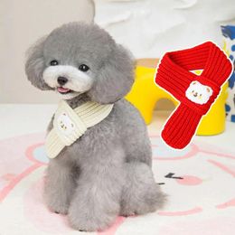 Dog Collars Thicken Puppy Scarf Neckerchief Cute Cartoon Bear Solid Colour Fashion Knitted Kitty Soft Comfortable Pet Clothes