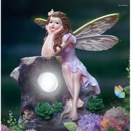 Garden Decorations Outdoor Courtyard Solar Lamp Creative Flower Fairy Climbing Holder Decoration Landscape Lawn Resin Waterproof Night Light