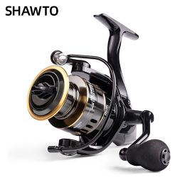 Reels Shawto Metal Series Fishing Reels 10kg 22lb Max Drag Power Spinning Reel 12BB 5.2:1 Durable Gear Carp Fishing Accessories Goods