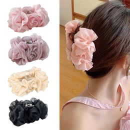 Hair Clips Cute Hairpins With Soft Chiffon Wrinkle Fashionable Women's Hairgrips Eye Catching Clip Adornment Unique Claw