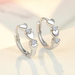 Backs Earrings Fashion 925 Silver Colour Heart Zircon Small For Women Jewellery Gifts