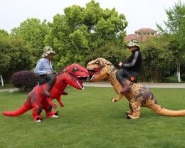 T-REX Monster Inflatable Costume Blow Up Cosplay Dinosaur Clothing Carnival Halloween Christma Dress For Kids Adults Party Show