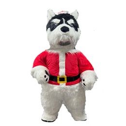 Mascot Costumes 2m/2.6m Iatable Husky Dog Costume Adult Furry Blow Up Mascot Suit for Christmas Entertainments Events Character