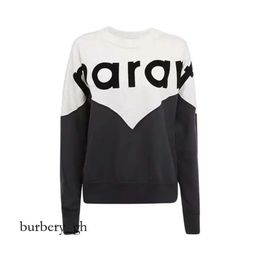 Sweatshirt Designer ISABELS MARANTS Round Neck Pullover Women Sweater Letter Flocking Print Casual Hoodies 204