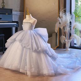 Girl Dresses Ball Gown Flower Girls With Long Train Princess Off The Shoulder Pageant First Communion Dress Real Picture