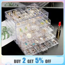 Earring Jewellery Box Acrylic Jewellery Storage Box Womens Ring Jewellery Display Box with 5 Drawers and 120 Small Compartment Trays 240315