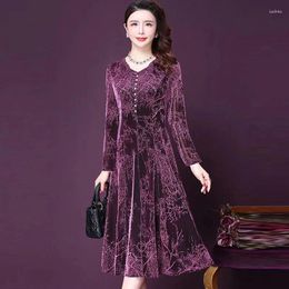 Casual Dresses Spring Mother's Dress 2024 V-neck Printing Long Middle Aged Woman's Large Size Summer Elegant Vestidos 5XL W578