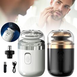 Razor 2 In 1 Electric Shaver Razor Men Wireless Shaving Beard Nose Hair Trimmer Mini Electric Shaver Intelligent Control Travel Lock