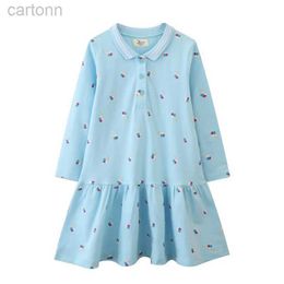 Girl's Dresses Jumping Metres 2-7T Girls Dress Ice Cream Printed Baby Clothing Autumn Spring Childrens Party Birthday Gift Clothing 24323