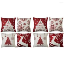 Pillow Case Christmas Covers 18X18 Set Of 8 Farmhouse Decor For Home Xmas Decorations Throw Cushion