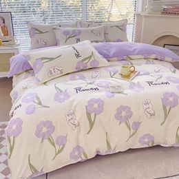 Bedding Sets Matte Four Piece Set Thickened Bed Sheets And Duvet Covers Summer Washed Cotton Student Three Wholesal