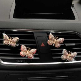 Car Air Freshener Butterfly car perfume clip Colour butterfly car air freshener perfume clip car decoration rhinestone accessories 24323