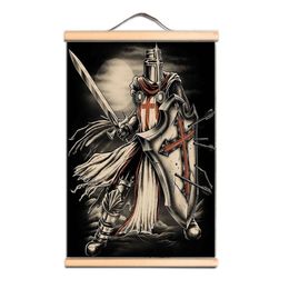 Christ Crusades Armour Warrior Posters Canvas Art Print Scroll Painting Knights Templar Wall Hanging Flag Vintage Wall Decoration LZ01