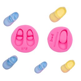 Silicone Molds Baby Shoes Fondant Mold for Baby Shower Cake Decoration Cupcake Topper Chocolate Candy Polymer Clay Gum Paste 1222128