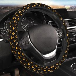 Steering Wheel Covers Halloween Pumpkin Faces Car Cover 15 Inch Accessories For Men Women Anti-Slip Fits Most