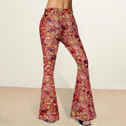 Women's Pants Women Paisley Print Flared High Waist Skinny Long Hip Wrapped Casual Trousers Female Clothing Streetwear