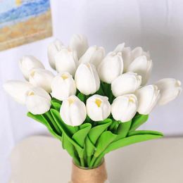 Decorative Flowers Mini Tulip Decoration Elegant Artificial Branches For Home Wedding Decor Realistic Faux With Stems Spring Floral