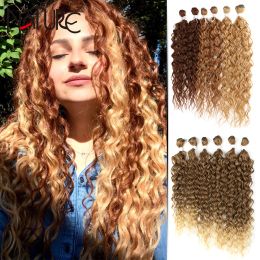 Weave Weave Nature Hair Loose Wave Hair Bundles Ombre Brown 2428inch Synthetic Hair Weave High Temperature Fibre For Black Women