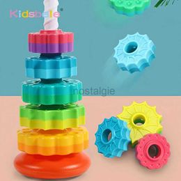 Sorting Nesting Stacking toys Baby Rotating Toy ABS Plastic and Colorful Rainbow Design Ring Stacker 24323