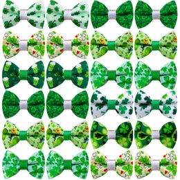 Dog Apparel 100pcs ST Patrick's Supplies Pet Hiar Bows Green Small Cat Hair Accessories Clip Grooming Products