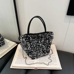 Cross Body High end fashionable sequin bag fashionable commuting womens bag large capacity simple portable bag womens bags H240328