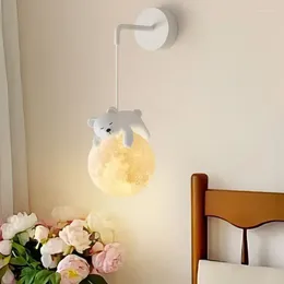 Wall Lamps Cute White Bear Children's Room Bedside Nordic Simple Boy Girl Bedroom Baby Decor Lights