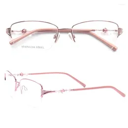 Sunglasses Frames Vintage Women Optical Eyeglasses Frame Half Rim Glasses Female Metal Eyewear Prescription Rectangle Spectacles Modern