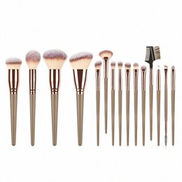 custom 15pcs Penang Gold Makeup Brush Kit Soft Fluffy Blush Eyeshadow Ccealer Brush Blending Beauty Tools Bulk Makeup U8PM#