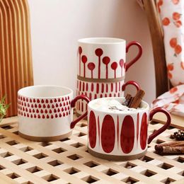 Mugs 450ml Personalized Hand-Painted Coffee Cup With Handle Creative Ceramic Cups Scandinavian Net Red Multi-Pattern