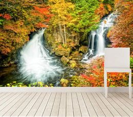 Wallpapers Custom 3d Murals Seasons Autumn Waterfalls Stones Nature Living Room Sofa Tv Wall Children Bedroom Papel DE Parede