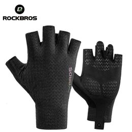 ROCKBROS Cycling Gloves Autumn Spring MTB Bike Gloves SBR Pad Half Finger Bicycle Goves Men Women Breathable Shockproof Gloves 240319