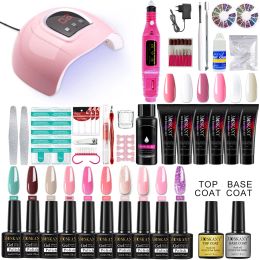 Kits Poly Nail Gel Kit Professional Nail Set With 54/36W UV Lamp Acrylic Extension Gel Nail Polish All For Manicure Gel Tools Set