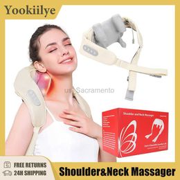 Massaging Neck Pillowws Electric Shoulder Kneading Massage Shawl Automatic Neck Back Massager Wireless Back Muscle Trapezius Relaxing Massage Pillow 24323