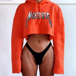 2023 Cheap Price Custom Long Sleeve Oversized Sexy Cropped Womens Hoodies Sweatshirts